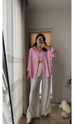 Berma Kendinden Çizgili Gömlek Pembe