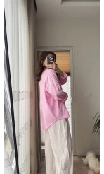 Berma Kendinden Çizgili Gömlek Pembe