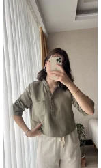 Beua Haki Müslin Bluz