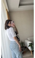 Beyaz Çizgili Detay T-Shirt