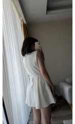 Beyaz Fermuarlı Elbise