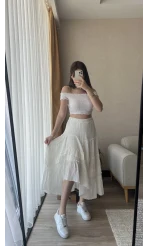 Beyaz Fırfırlı Etek