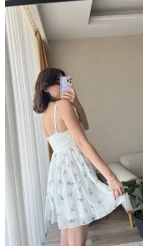 Beyaz Tül Detay Elbise