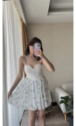 Beyaz Tül Detay Elbise