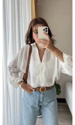 Beyaz Tül Gömlek
