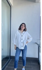 Beyaz Yün Kaşe Gömlek
