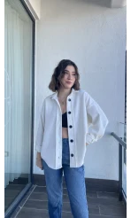 Beyaz Yün Kaşe Gömlek