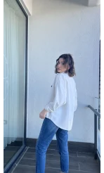 Beyaz Yün Kaşe Gömlek