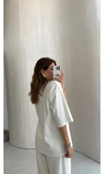 Bisiklet Yaka T-shirt - Ekru - Kod: 180267