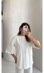Bisiklet Yaka T-shirt - Ekru - Kod: 180267