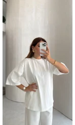 Bisiklet Yaka T-shirt - Ekru - Kod: 180267