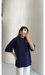 Bisiklet Yaka T-shirt - Lacivert - Kod: 180267