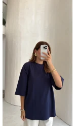 Bisiklet Yaka T-shirt - Lacivert - Kod: 180267