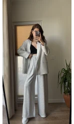 Ultra Premium Blazzer Gri Oversize Takım