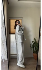 Ultra Premium Blazzer Gri Oversize Takım