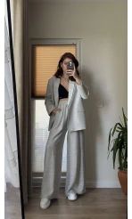 Ultra Premium Blazzer Gri Oversize Takım