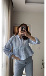 Bloom Bebe Mavisi Dantel Gömlek