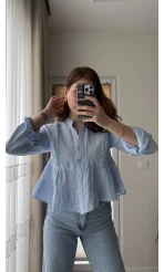 Bloom Bebe Mavisi Dantel Gömlek