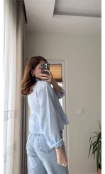 Bloom Bebe Mavisi Dantel Gömlek