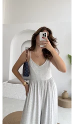 Bloom Gri Likralı Tulum - 0061