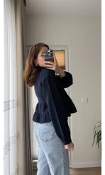 Bloom Lacivert Dantel Gömlek