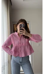 Bloom Pembe Dantel Gömlek