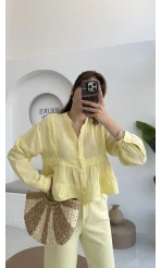 Bloom Sarı Dantel Gömlek - 2052