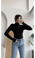 Boğazlı Oys Parmak Geçmeli Siyah