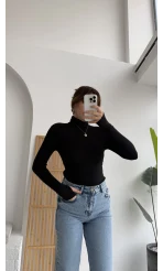 Boğazlı Oys Parmak Geçmeli Siyah