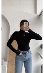 Boğazlı Oys Parmak Geçmeli Siyah