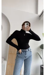 Boğazlı Oys Parmak Geçmeli Siyah