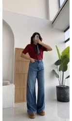 Bol Kesim Mavi Denim Pantolon