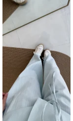 Bol Paça Pantolon Yelek Takım - Mavi