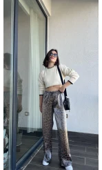 Bol Paça Saten Leoparlı Pantolon