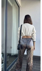 Bol Paça Saten Leoparlı Pantolon