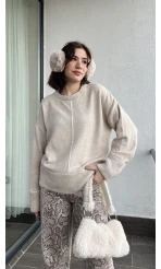 Bolly Şeritli Krem Kazak