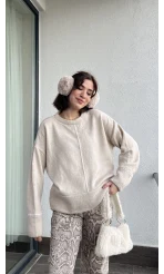 Bolly Şeritli Krem Kazak