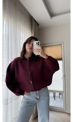 Bomber Şardonlu Hırka Bordo
