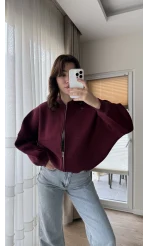 Bomber Şardonlu Hırka Bordo