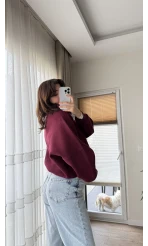 Bomber Şardonlu Hırka Bordo