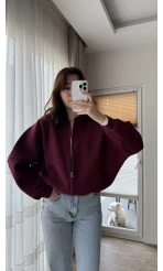 Bomber Şardonlu Hırka Bordo