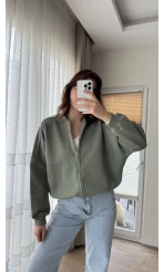 Bomber Şardonlu Hırka Haki