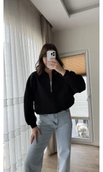 Bomber Şardonlu Hırka Siyah