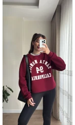 Bordo Baskılı Sweat