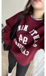 Bordo Baskılı Sweat