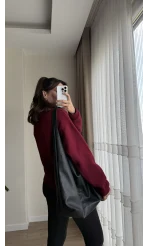 Bordo Baskılı Sweat