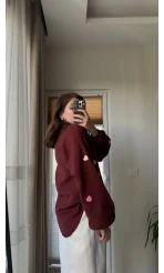 Bordo Kalpli Müslin Gömlek