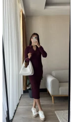 Bordo Triko Elbise