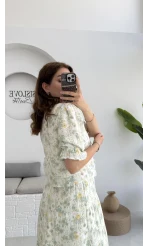 Bratislava Serisi Çiçekli Bluz - Yeşil - 1029