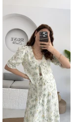 Bratislava Serisi Çiçekli Bluz - Yeşil - 1029